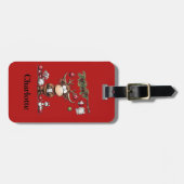かわいいトナカイのクリスマスホリディレッドラゲッジIDラベル ラゲッジタグ (正面横)