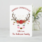 かわいいトナカイのクリスマスホリデーカード シーズンカード (スタンド正面)
