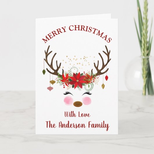 かわいいトナカイのクリスマスホリデーカード シーズンカード (正面)