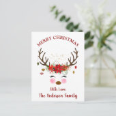 かわいいトナカイのクリスマスホリデーカード シーズンポストカード (スタンド正面)