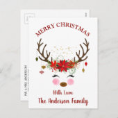 かわいいトナカイのクリスマスホリデーカード シーズンポストカード (正面/裏面)