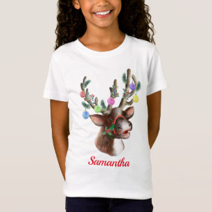 かわいいトナカイのクリスマスホリデー オーダーメイド Tシャツ
