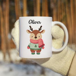 かわいいトナカイのクリスマスマグカップ 名前入り コーヒーマグカップ