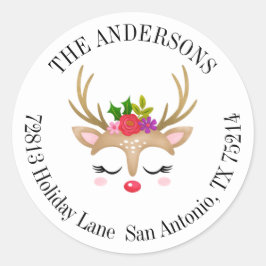 かわいいトナカイのクリスマス住所 シール