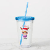 かわいいトナカイのクリスマス冬の動物 アクリルタンブラー (裏面)