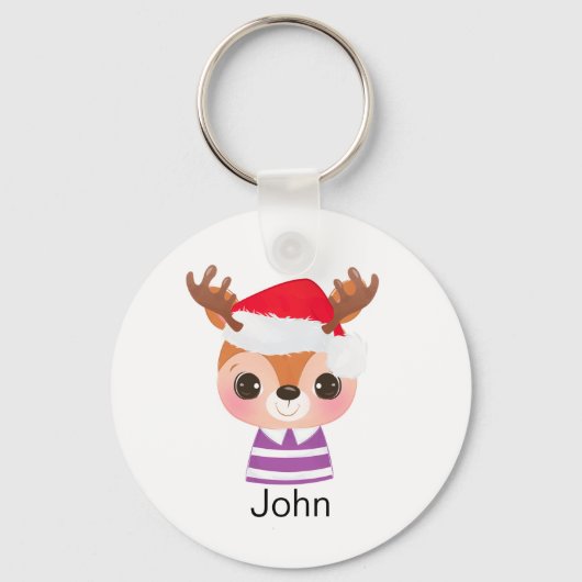 かわいいトナカイのクリスマス冬の動物 キーホルダー (正面)