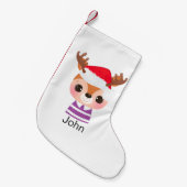 かわいいトナカイのクリスマス冬の動物 スモールクリスマスストッキング (正面 (吊り時))