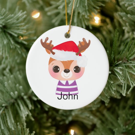 かわいいトナカイのクリスマス冬の動物 セラミックオーナメント (ツリー)