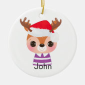 かわいいトナカイのクリスマス冬の動物 セラミックオーナメント (正面)