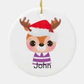 かわいいトナカイのクリスマス冬の動物 セラミックオーナメント (裏面)