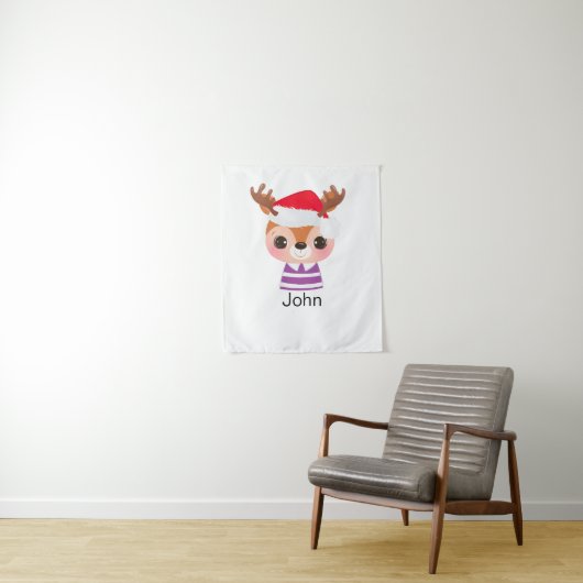かわいいトナカイのクリスマス冬の動物 タペストリー (インサイチュ)