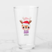 かわいいトナカイのクリスマス冬の動物 タンブラーグラス (裏面)
