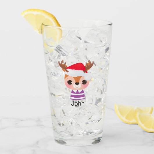 かわいいトナカイのクリスマス冬の動物 タンブラーグラス (アイス正面)