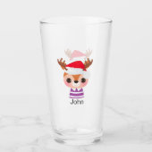 かわいいトナカイのクリスマス冬の動物 タンブラーグラス (正面)