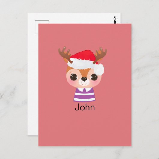 かわいいトナカイのクリスマス冬の動物 ポストカード (正面/裏面)