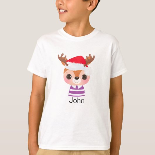 かわいいトナカイのクリスマス冬の動物 Tシャツ (正面)
