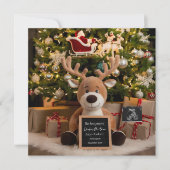 かわいいトナカイのクリスマス妊娠発表 招待状 (正面)