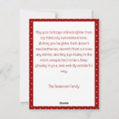 かわいいトナカイのクリスマス願い 赤いレトロなポストカード シーズンカード (裏面)