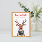 かわいいトナカイのクリスマス+ウィッシュ+ベージュ+レトロはがき シーズンカード (スタンド正面)