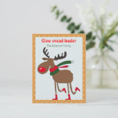 かわいいトナカイのクリスマス+ウィッシュ+ベージュ+レトロはがき シーズンカード (スタンド正面)