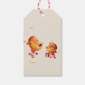 かわいいトナカイのクリスマス ギフトタグ (正面)