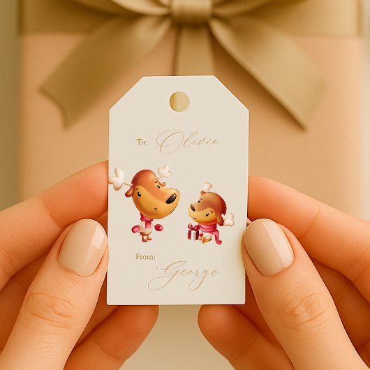 かわいいトナカイのクリスマス ギフトタグ