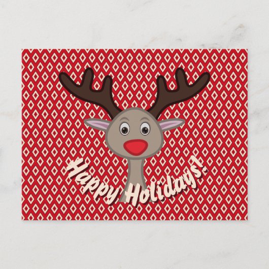 かわいいトナカイのクリスマス シーズンポストカード (正面)