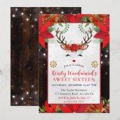 かわいいトナカイのクリスマス スイート シックスティーン 招待状 (正面/裏面)