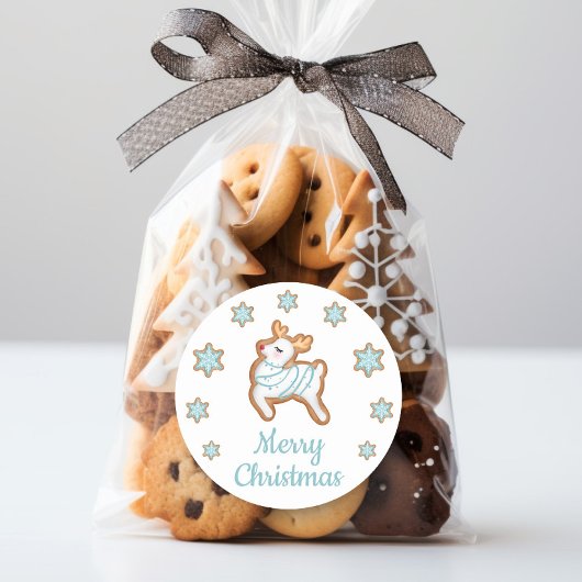かわいいトナカイのクリスマス ラウンドシール