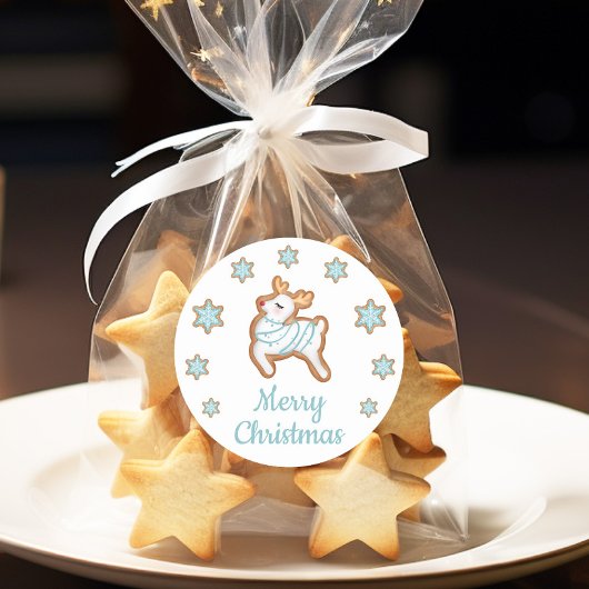 かわいいトナカイのクリスマス ラウンドシール