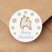 かわいいトナカイのクリスマス ラウンドシール