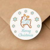 かわいいトナカイのクリスマス ラウンドシール