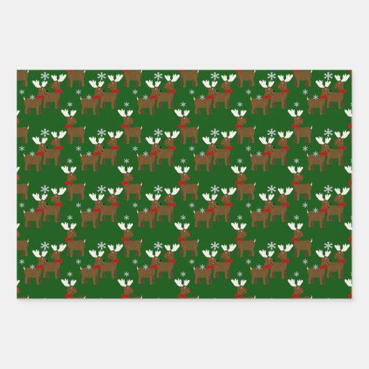 かわいいトナカイのクリスマス ラッピングペーパーシート (正面2)