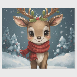 かわいいトナカイのクリスマス ラッピングペーパー