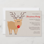 かわいいトナカイのクリス素朴マスパーティー 招待状 (正面)