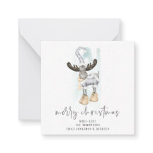 かわいいトナカイのスクリプトメリークリスマスカード