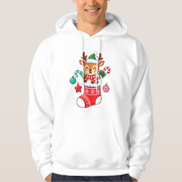 かわいいトナカイのストッキングTシャツ パーカ