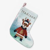 かわいいトナカイのセーター スモールクリスマスストッキング (正面 (吊り時))