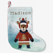 かわいいトナカイのセーター スモールクリスマスストッキング (正面)