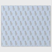 かわいいトナカイのパタモダンーン青のクリスマス ラッピングペーパー (フラット)