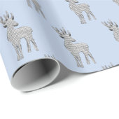 かわいいトナカイのパタモダンーン青のクリスマス ラッピングペーパー (ロールコーナー)