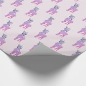 かわいいトナカイのパターモダンンのピンクのクリスマス ラッピングペーパー (角)