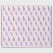 かわいいトナカイのパターモダンンのピンクのクリスマス ラッピングペーパー (フラット)