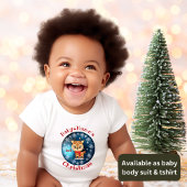 かわいいトナカイのブルーという名前の初めてのクリスマス ベビーボディスーツ