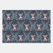 かわいいトナカイのホットココアクリスマス ラッピングペーパーシート (正面)