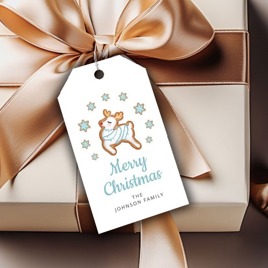 かわいいトナカイのメリークリスマスクラシック ギフトタグ