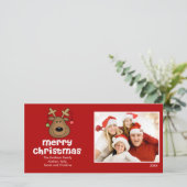 かわいいトナカイのメリークリスマスファミリーフォトカード シーズンカード (スタンド正面)