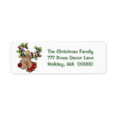 かわいいトナカイのメリークリスマスホリデーアドレス ラベル (正面)