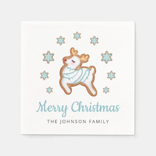 かわいいトナカイのメリークリスマス スタンダードカクテルナプキン (正面)