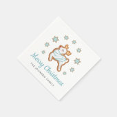 かわいいトナカイのメリークリスマス スタンダードカクテルナプキン (角)